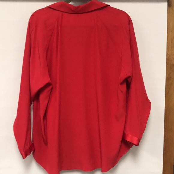 Lafayette 148 New York Red Silk Button Blouse - Picture 5 of 12